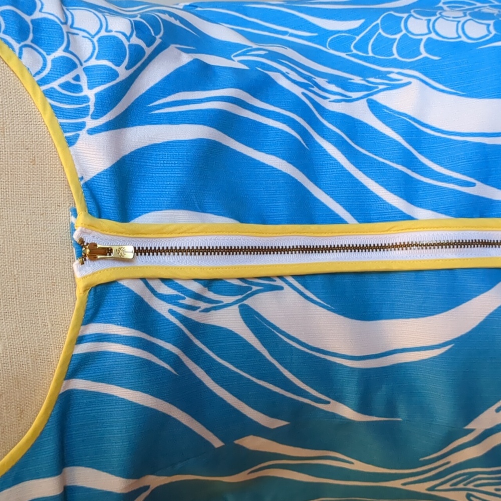 Lilly Pulitzer Delia Shift Resort White, Blue & Yellow Joe Fish Dress size 4 - Picture 3 of 16